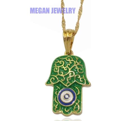 Hamsa Hand Of Fatima turkish evil eye pendant & necklace , islam muslim jewelry