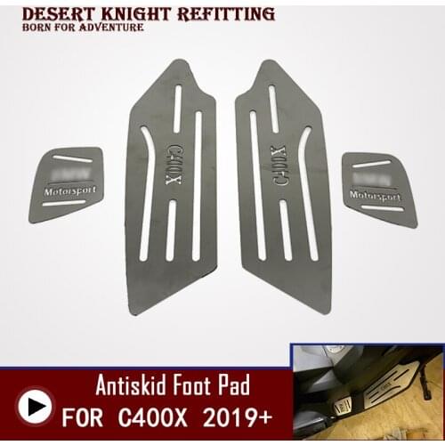 Drawing Surface Stainless Steel Antiskid Foot Pad And Antiskid Foot Pedal For BMW C400X 2019 2020 2021 Motorcycle Accessories