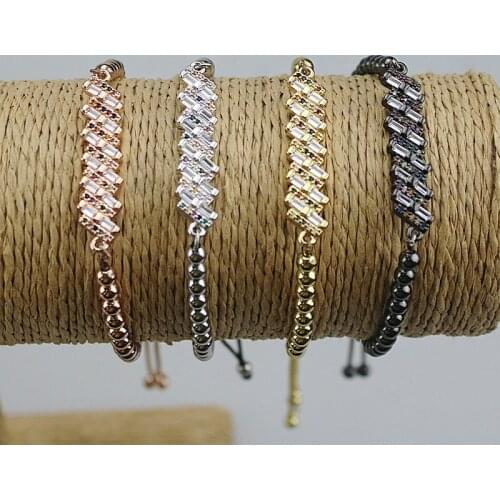 Adjustable 10pcs/lot High quality cz bracelet,fashion micro pave cz connector charm bracelet, cz bracelet jewelry
