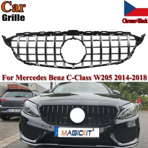 MagicKit GT R AMG Style Grill Grille Front Bumper for Mercedes W205 C250 C300 C400 15-18