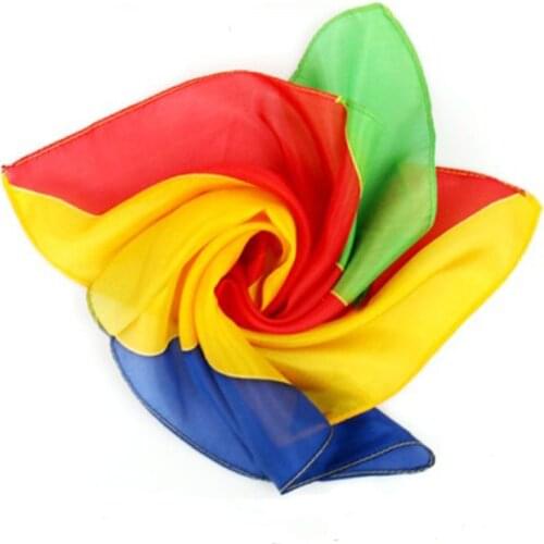 Four-Color Rainbow Stripes Scarf Magic Tricks 45X45cm / 90X90mm Silk Cane Magic Stage Magic Tricks Fun Accessories Illusions