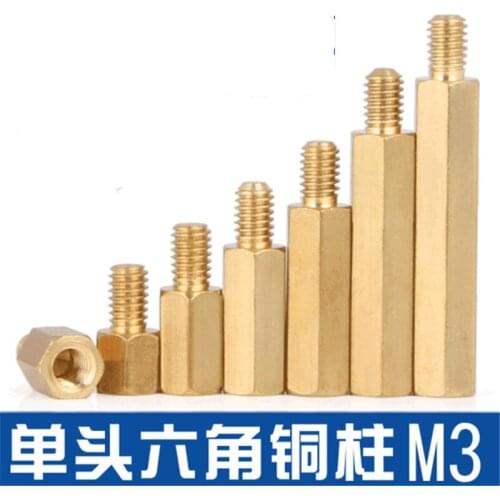 M3 Hex Spacing Screw Nut Threaded Pillars Truss Single head hexagonal Copper Column Screws Combination Brass Bolts Male Female