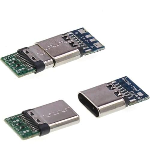USB 3.1 type c male/Female Connectors Jack Tail 24pin usb Male Plug Electric Terminals welding DIY data cable Support PCB Board