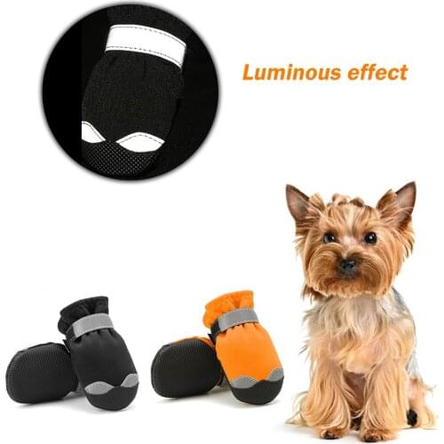 4pcs/set Waterproof Pet Dog Shoes Non-Slip Warm Shoes Outdoor Reflective Dog Boots Sport Dog Shoes