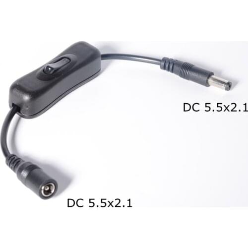 Inline Switch On Off with Female Male Power Cable 5.5x2.1mm DC Connector Jack Wire Switch 5V 12V 24V for CCTV LED Strip Light