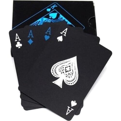 High Quality Plastic PVC Poker Waterproof Frosted Playing Cards Set Deck Poker Classic Tricks Tool Black Box-packed