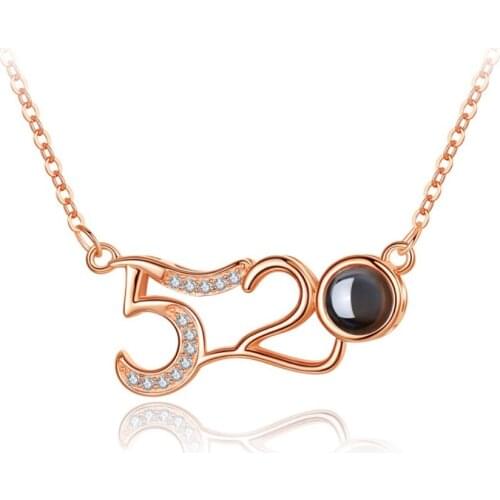 ZEMIOR 925 Sterling Silver Romantic Number 520 Pendant Necklaces For Women Projectable Round Bead Necklace Fine Jewelry Present