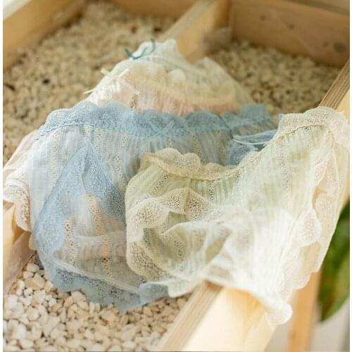 Women Panties Vertical Lace Underwear Sexy Striped Briefs Elastic Cute Girls Intimates 4 Colors