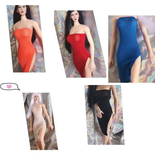In Stock 1/6 Female Figure Accessory Tube Top Slit Dress Skirt Dress for 12'' Verycool Action Figure