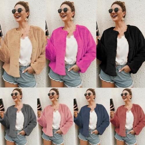 RoRoDox Winter Warm Open Front Short Women Jacket Fluffy Faux Fur Coat Cardigan Jacket Female Teddy Overcoat