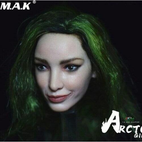 1/6 Scale Feamle Head BY-ART 1/6 Arctic Girl Head Sculpt Carving Green Hair BY-T6 F 12" Female Figure