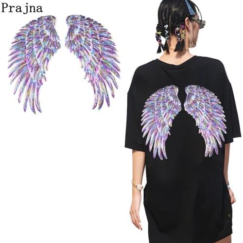 1pair Wing Embroidery Sequins Applique Paillette Fabric Sweater Clothes Patch Fashion Sequined Stickers T-shirt Diy Decoration