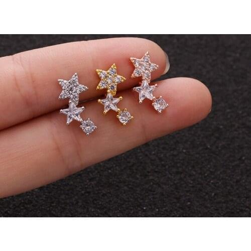 1PC Hot Gift Star String Ladies CZ Hoop Ear Stud Cartilage Helix Septum Piercing Earring Jewellery