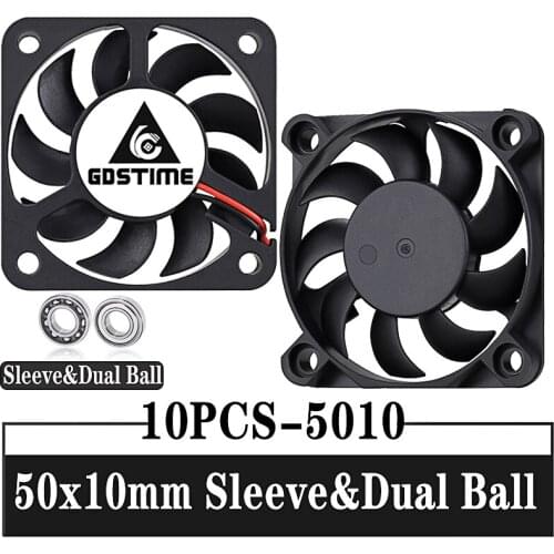 10PCS Gdstime 5cm 5010 24v 12v 5v Axial cooling Fan 50mm*10mm Ball Bearing 50x50x10mm Computer CPU Cooler Heatsink Fans