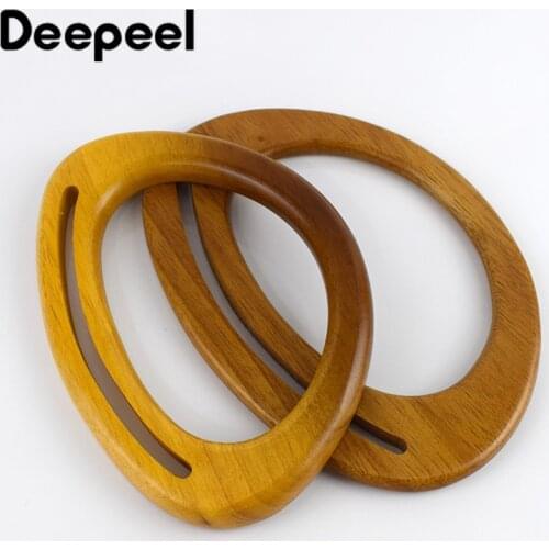 2pcs Deepeel Fashion Natural Wooden Bag Handles Retro Oval Ring Handle Frame For Women Wallet Bags Buckles DIY Handbag Accessory