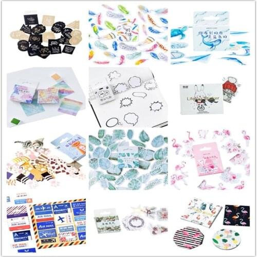 45pcs/box Cute Various Animal plant flower Diary Mini Paper Label Stickers Scrapbooking Decorative Sticker DIY Stationery