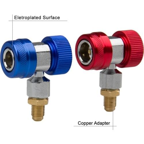 A/C R134A Quick Coupler Adapter Manifold Connector 1/4" SAE HVAC High & Low Side