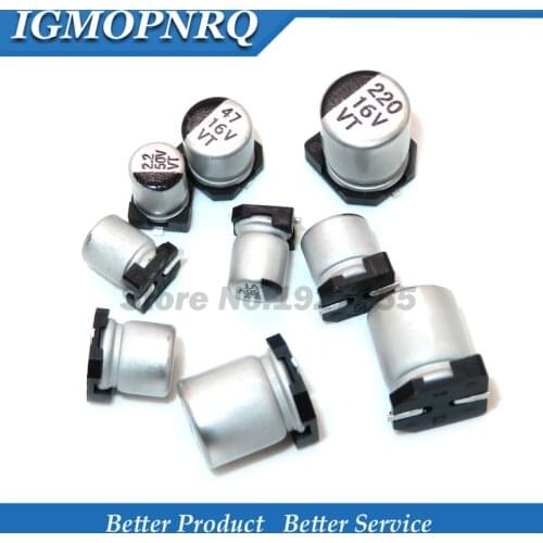 40pcs Aluminum Electrolytic Capacitor SMD 50V 35V 25V 16V 10V 100UF 220UF 47UF 33UF 22UF 10UF 4.7UF 2.2UF 1UF new