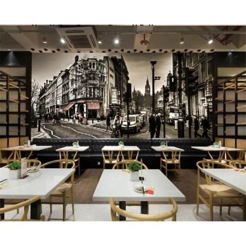 Beibehang Custom 3D Wallpaper Black & White Series High Tower Building Street View TV Wall photo wall mural 3d wallpaper tapety