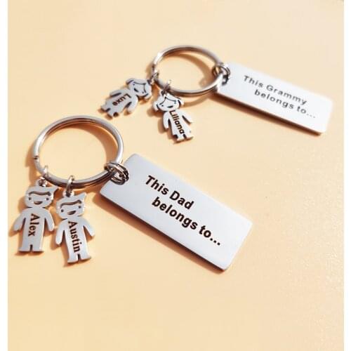 Family Love Keychain Customized Personalized Daddy Family Kids Name Engraved For Parents Papa Children Present Keyring Bag