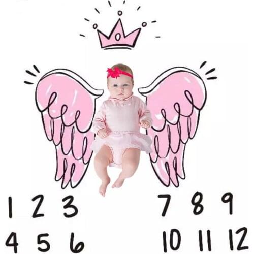 Infant Baby Milestone Photo Props Background Blankets Cartoon Pattern Backdrop Cloth Calendar Photo Accessories Nordic Play Mats