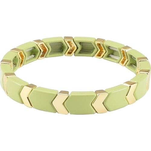 Enamel Tile Bracelets Stackable Fashion Arrow Bracelet For Women Summer Beach Stretch Allloy Plaint Jewelry Wrap Bracelet 2020