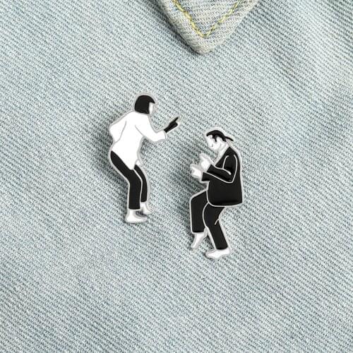 Pulp Fiction Enamel Pins Disco Impromptu Swing Dance Brooches Badges Fashion Movie Lapel Pin Gifts Jewelry for Friends Wholesale