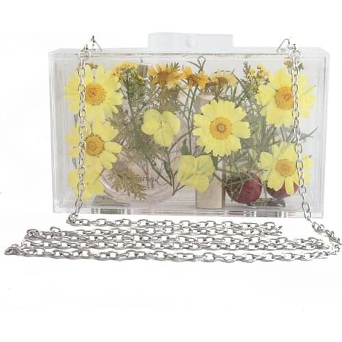 Factory transparent bag luxury handbags women bags designer clear purses and handbags acrylic flower clutch bag bolsa feminina