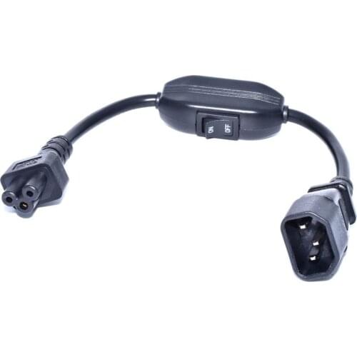 IEC 320 C5 Female to C14 Male with10A On/Off Switch Power Adapter Cable Fr PDU UPS ,C14-C5 Extension Power Cord 30CM