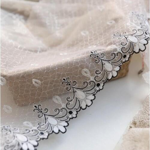 1 Meter 22cm Width Skin Flower 2 Layers Fabric Embroidered Lace Trim Handmade DIY Clothing Accessories