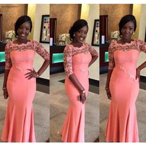 2020 Summer Spring Bridesmaid Dress Mermaid Pink African Country Garden Formal Wedding Party Guest Maid of Honor Gown Plus Size