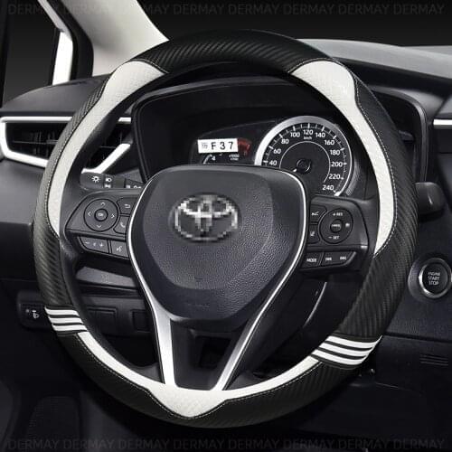 Cute Pink Car Steering Wheel Cover Non-slip PU Leather for Toyota Corolla Girls Women Auto Accessories