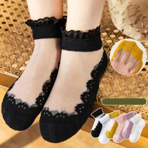 Sweet Girls Socks Summer Ice Silk Ankle Socks for Girls Clothes Breathable Toddler Floor Socks Children Sports Socks Skarpety