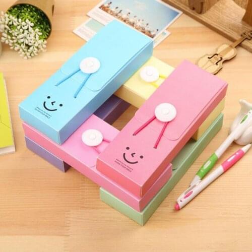 School Pencil Case For Girl Candy Color Pencil Case Creative Smiley Face Pencil Bag Student School Supplies School Stationery