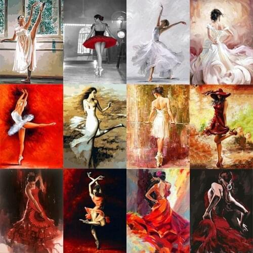 DIY Painting By Numbers Dancing Girl Art Oil Digital Drawing Kit For New Hand Linen Canvas Art DIY Painting Home Decor DIY Gift