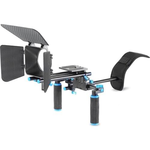 Neewer DSLR Movie Video Making Rig Set System Kit for Camcorder or DSLR Camera Shoulder Mount+(1)15mm Rail Rod System+Matte box