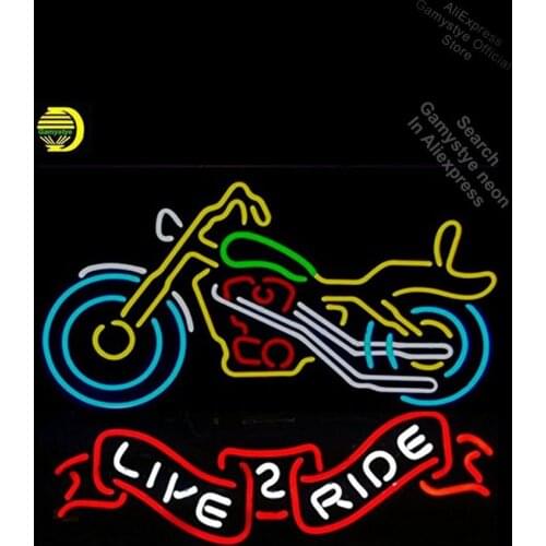 Neon Signs for Motorcycle Live 2 Ride Neon Bulbs sign Real Glass Outdoor a Frame Sign enseigne lumineuse Neon Lichtbak Led Tube