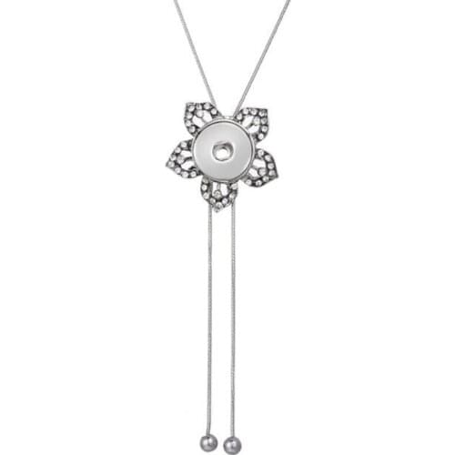 NEW Metal Adjustable Necklace Charm beauty flower round button fit DIY 18MM snap buttons jewelry wholesale