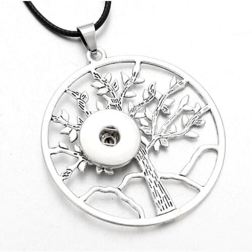New Snap Jewelry Pendants Owl Tree Of Tree Snap Button Necklace with Chains fit 12mm Or 18mm Snap Button Jewelry For Women