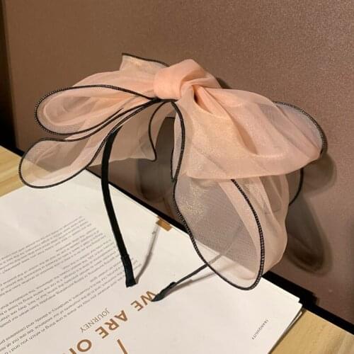 Temperament Bow Organza Headbands For Women Pure Color Elegant Simple Hairdbands Bezel Women Hair Accessories Gifts Big Bowknot