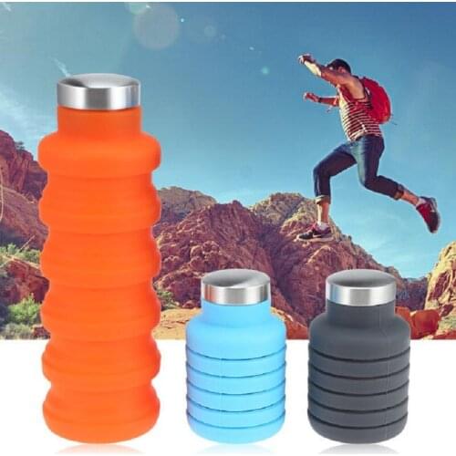 Portable Silicone Water Bottle Retractable Folding Coffee Bottle Outdoor Travel Drinking Collapsible Sport Drink Kettle