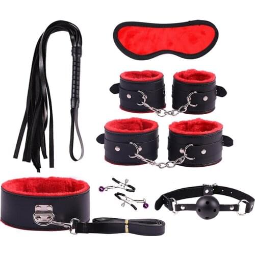 Dropshipping Adult Sex Toy for Couples Exotic Accessories BDSM Bondage Set Sexy Lingerie Handcuffs Whip Rope Anal Vibrator