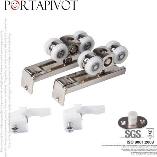 Self-cleaning Hanging Wheel Sliding Door Hardware Pulley Slides Rail Positioning Hanging Rail Silent pulley guide rail