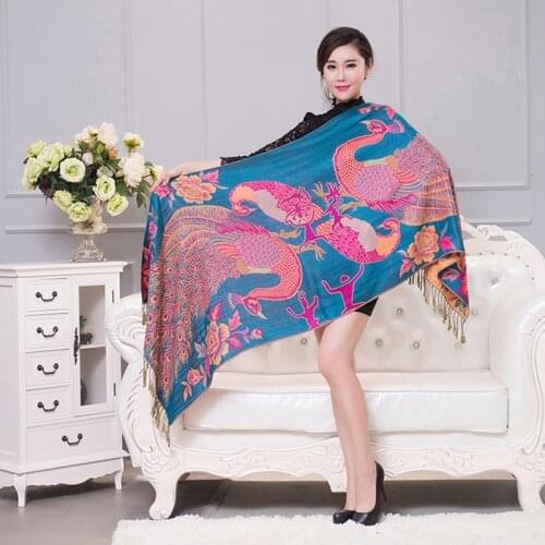 Peacock scarf female шарф winter lady national style jacquard scarf shawl foulard femme warm scarf dual purpose female scarf