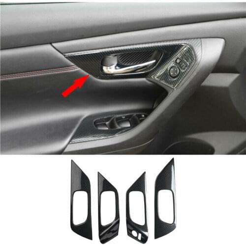 Carbon Fiber Inner Door Handle Cover Trim 4pcs For Nissan Altima Teana 2013-2018 Car modification Auto parts
