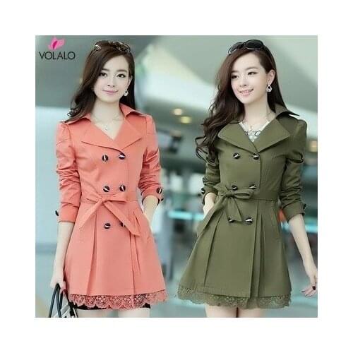 Adjustable Waist Trench Coat For Women Double Breasted Slim Fit Long Spring Coat Casaco Feminino Abrigos Mujer Autumn Outerwear