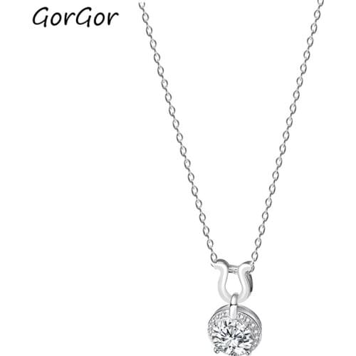 GorGor Necklace Women 925 Sterling Pattern Snowflake Pendant Mosaic Moissanite Temperament Exquisite Engagement Jewelry A2081