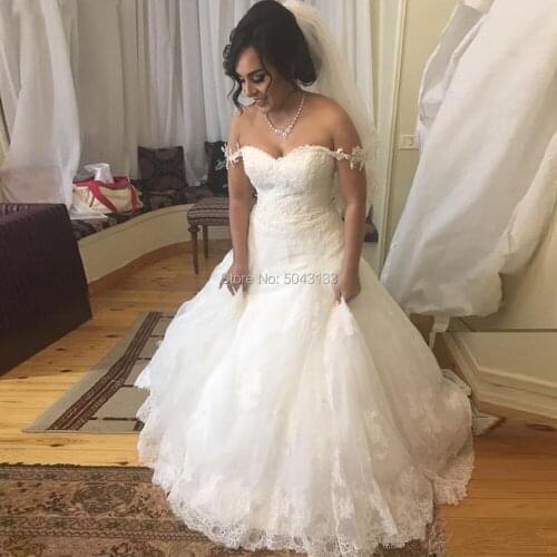 2021 Sexy Mermaid Wedding Dresses off-the-shoulder Floor Length Sweep Train Vestido De Noiva wedding Gown Bride Dress Corset