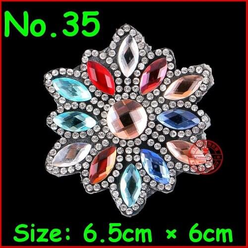 1 Pcs/Lot shiny flower patches hot fix rhinestone iron on crystal motif for kids women clothes bride wedding dress party garment