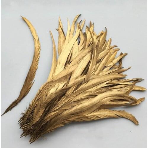 100pcs Single Golden yellow 14-16inch/35-40cm Rooster feather Cock Tail Feather Chicken feather Rooster tail feather